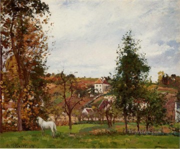 paisaje con un caballo blanco en un campo l ermitage 1872 Camille Pissarro Pinturas al óleo